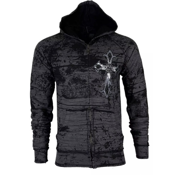 Xtreme Couture by Affliction Men's Zip up Hoodie SUPERIOR HEIST Biker Cross $88 - Picture 3 of 12